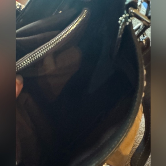 Vintage Coach Hamptons Satchel Tan Suede And Brown Leather NWT - Picture 3 of 16